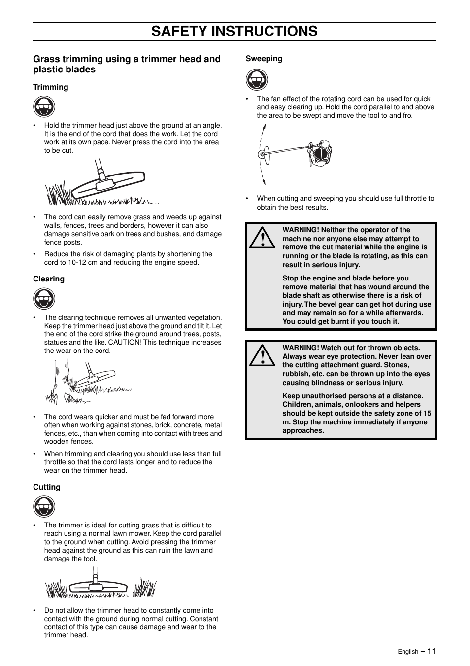 Safety instructions | Husqvarna 323RJ  EN User Manual | Page 11 / 36
