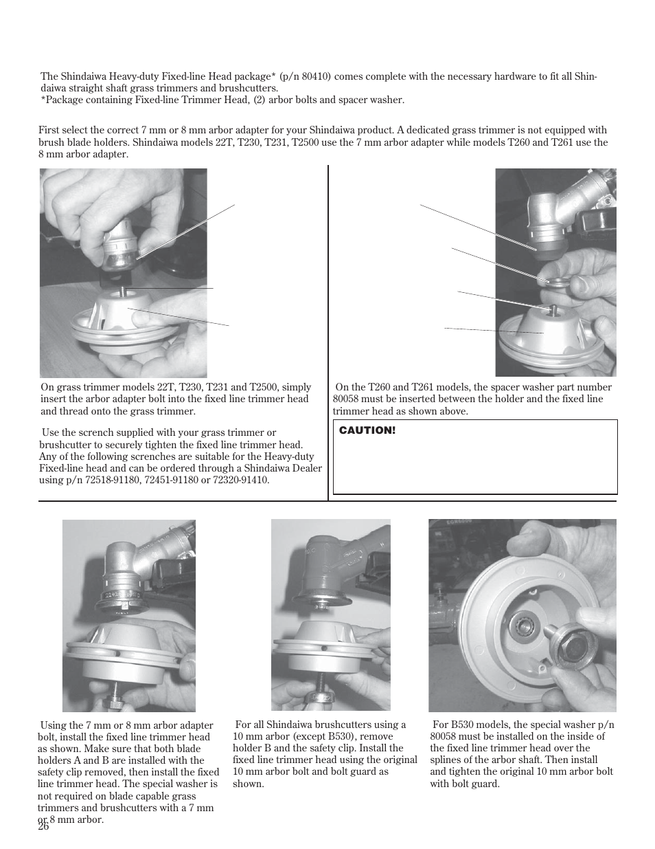 Heavy-duty fixed line, Shindaiwa heavy-duty fixed-line head, Installation instructions | Husqvarna 80792 User Manual | Page 26 / 28