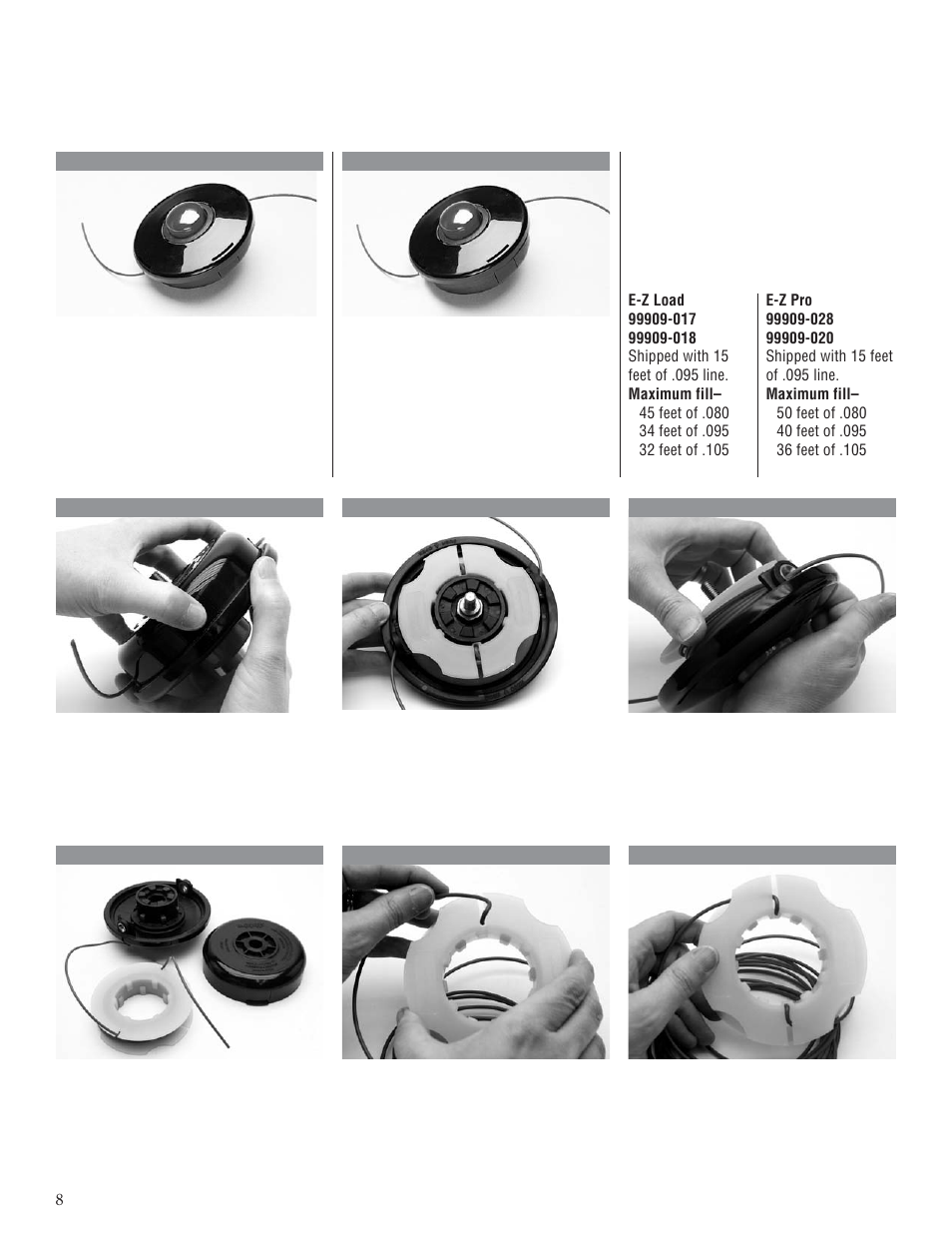 E-z load / e-z pro, E-z load and e-z pro trimmer heads, Installation instructions | Husqvarna 80792 User Manual | Page 8 / 28