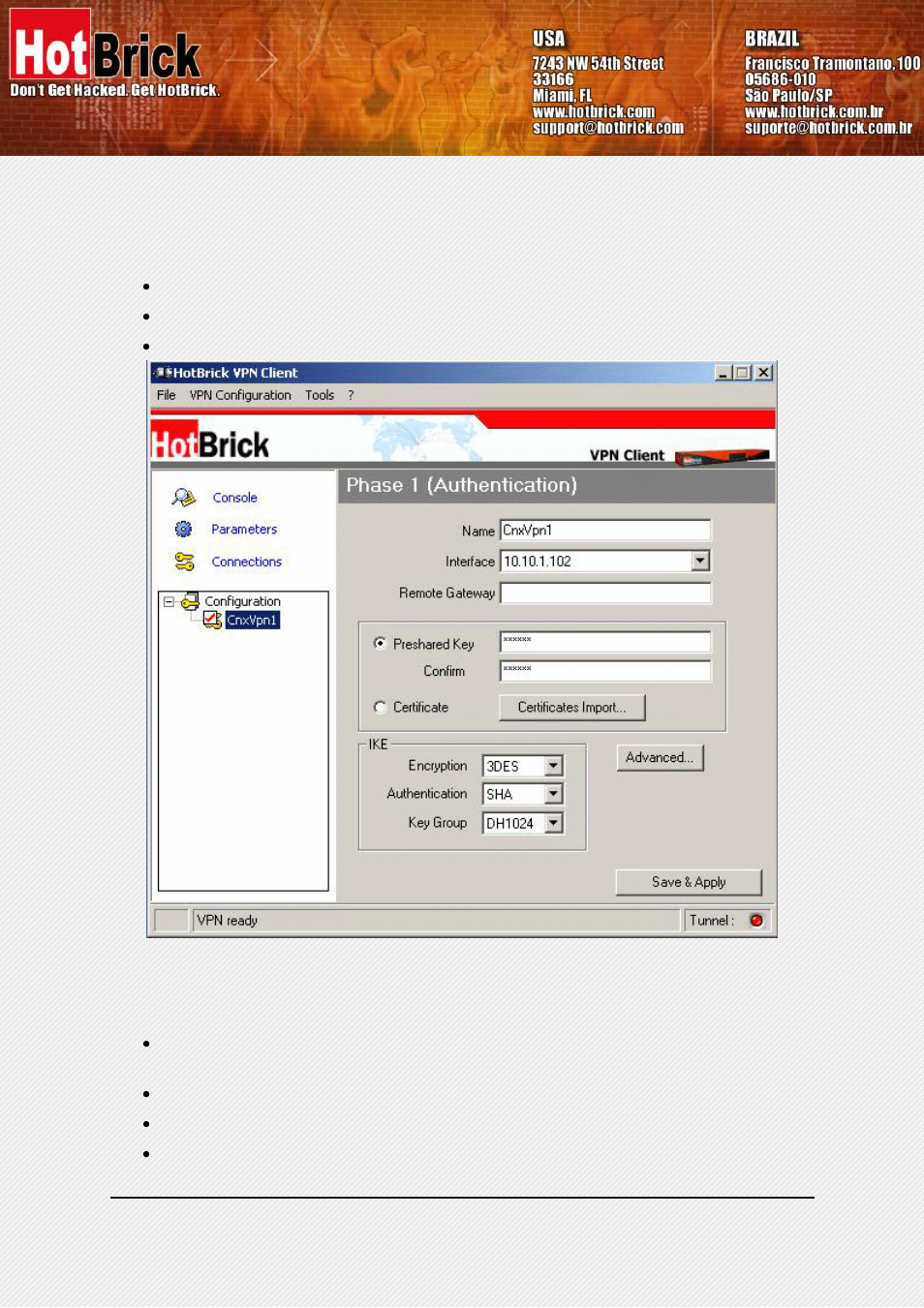 3 main window | HotBrick VPN Client User Manual | Page 6 / 24