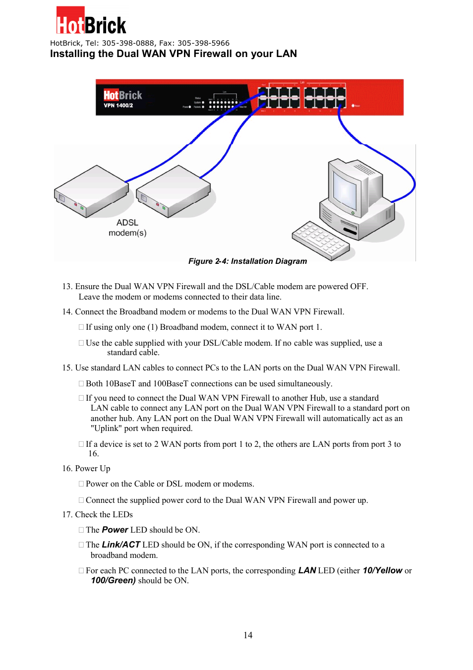 HotBrick Dual WAN Firewall VPN 1400/2 User Manual | Page 14 / 76