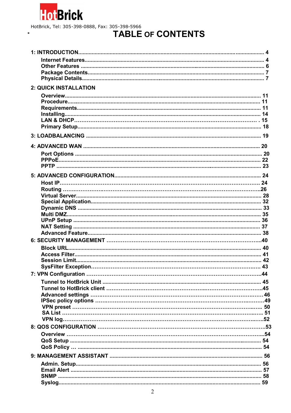 HotBrick Dual WAN Firewall VPN 1400/2 User Manual | Page 2 / 76