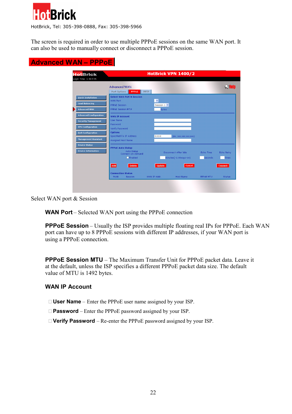 HotBrick Dual WAN Firewall VPN 1400/2 User Manual | Page 22 / 76