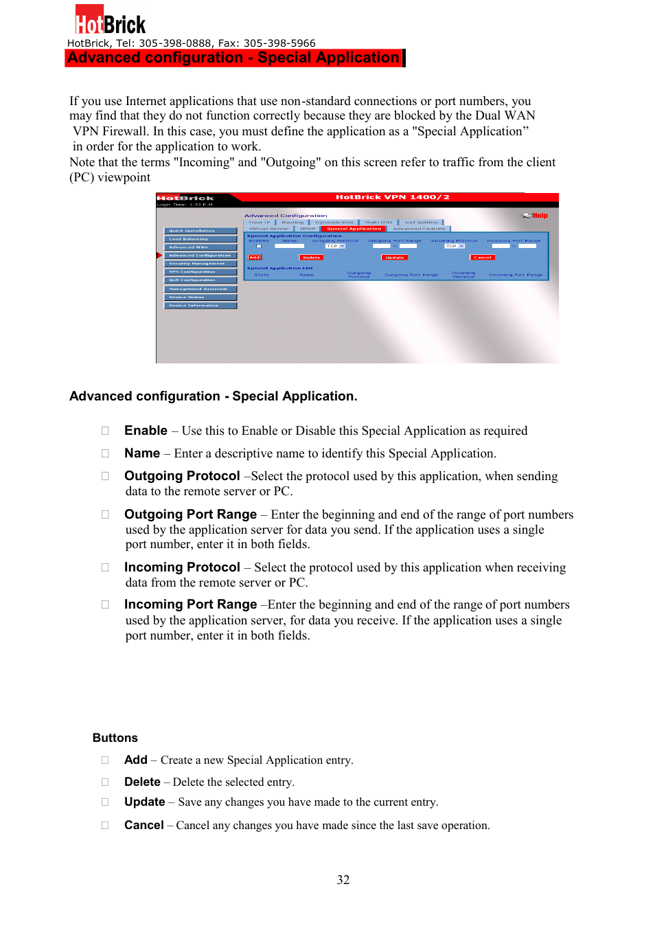 HotBrick Dual WAN Firewall VPN 1400/2 User Manual | Page 32 / 76