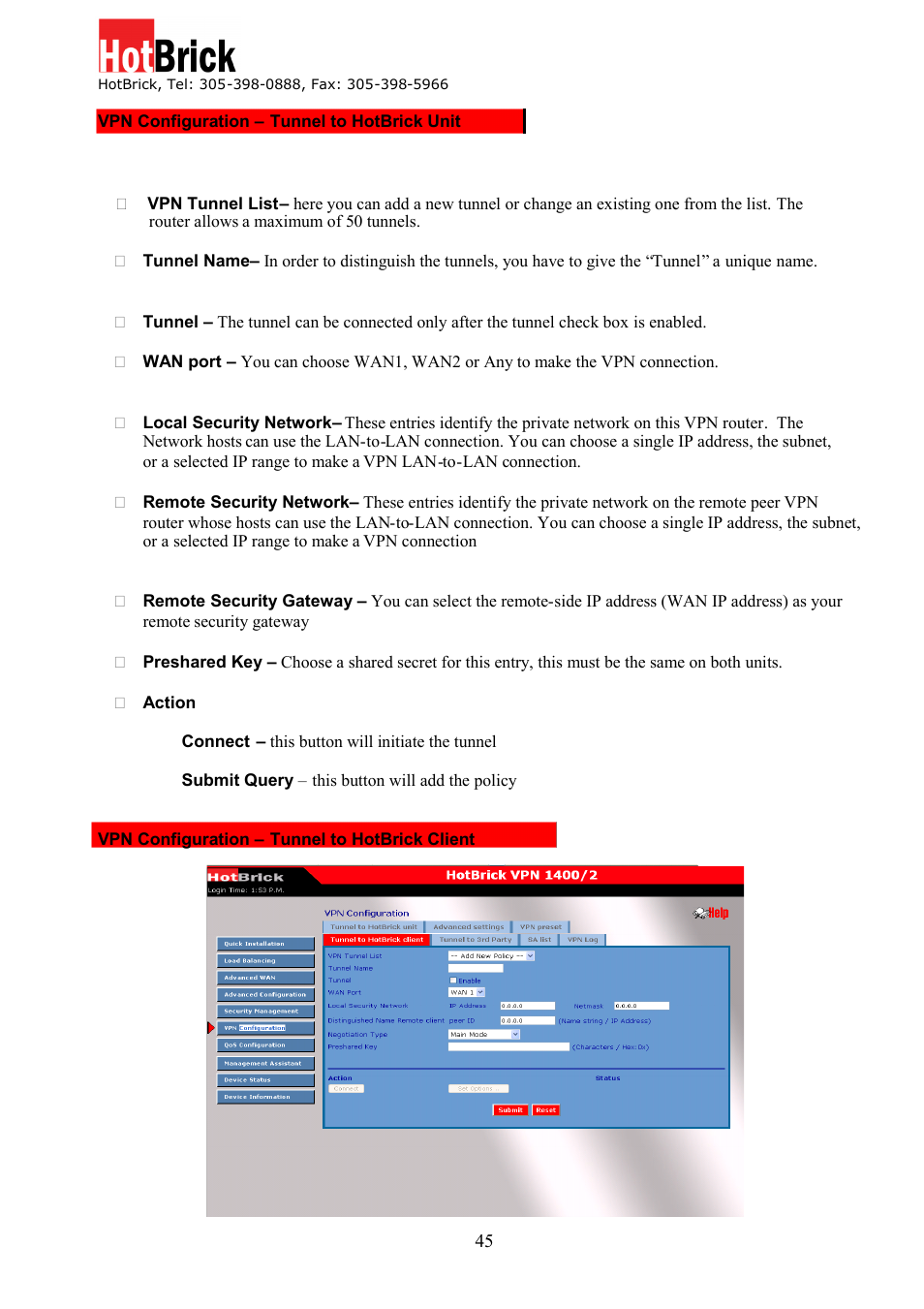 HotBrick Dual WAN Firewall VPN 1400/2 User Manual | Page 45 / 76