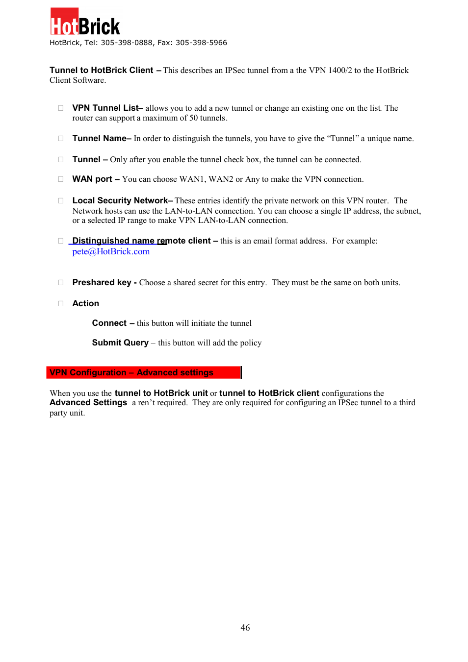HotBrick Dual WAN Firewall VPN 1400/2 User Manual | Page 46 / 76