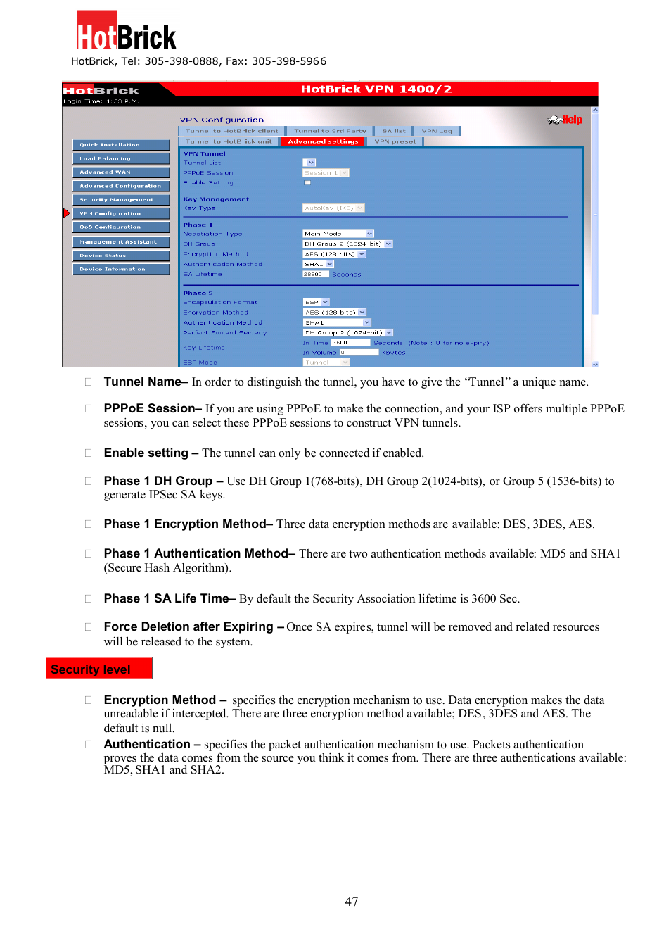 HotBrick Dual WAN Firewall VPN 1400/2 User Manual | Page 47 / 76
