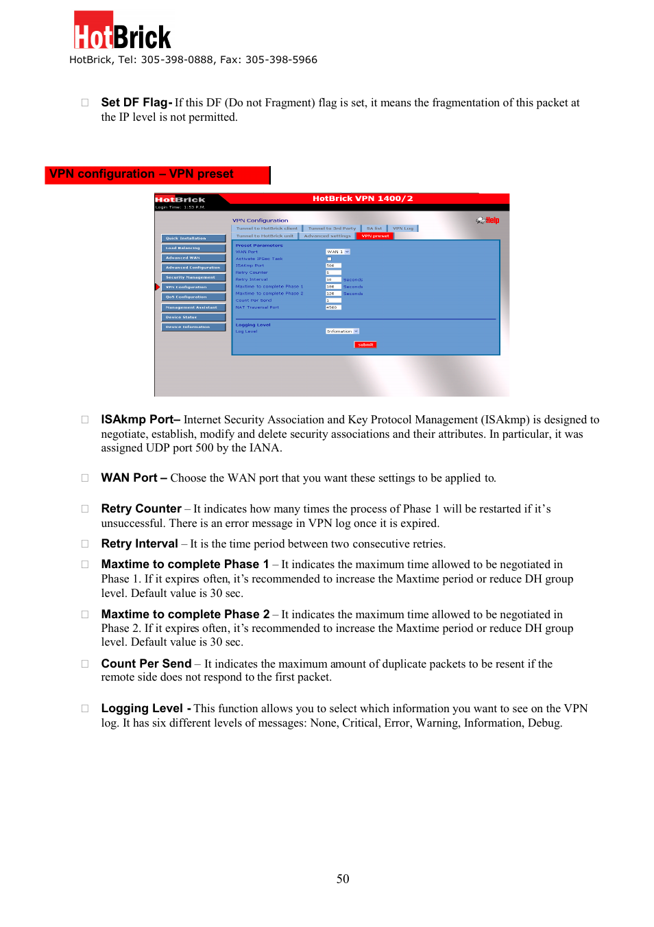 HotBrick Dual WAN Firewall VPN 1400/2 User Manual | Page 50 / 76
