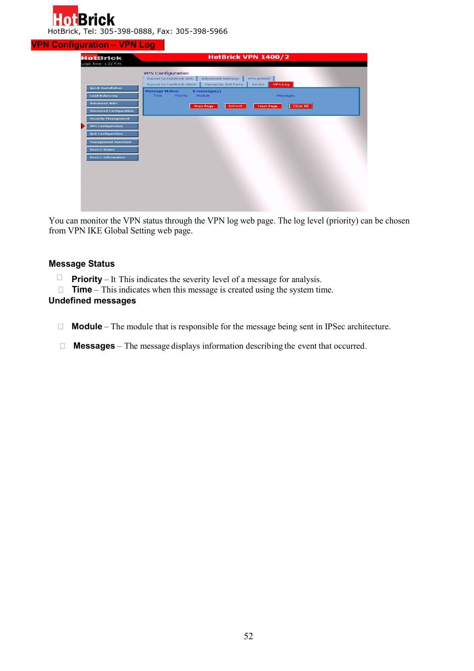 HotBrick Dual WAN Firewall VPN 1400/2 User Manual | Page 52 / 76