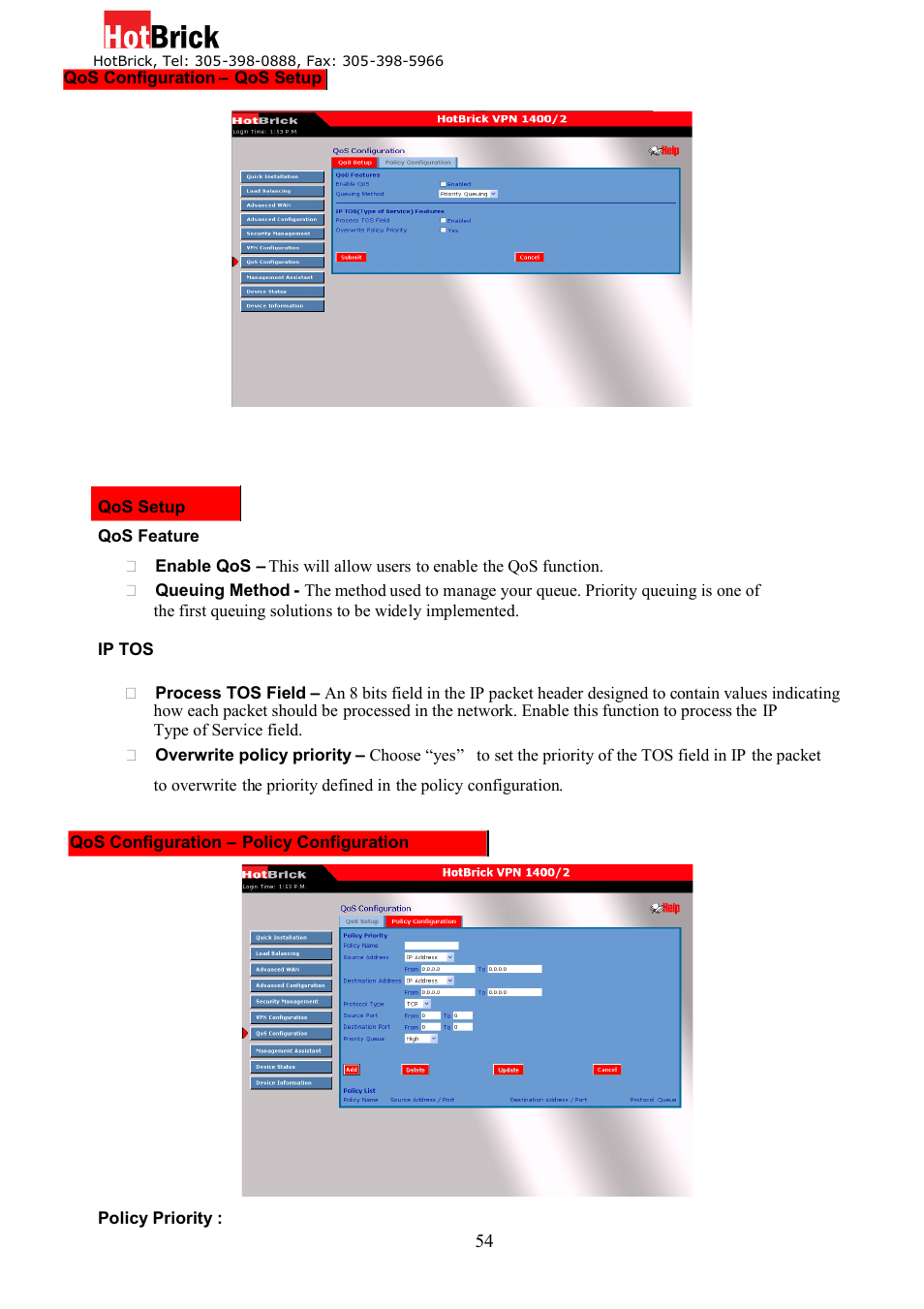 HotBrick Dual WAN Firewall VPN 1400/2 User Manual | Page 54 / 76