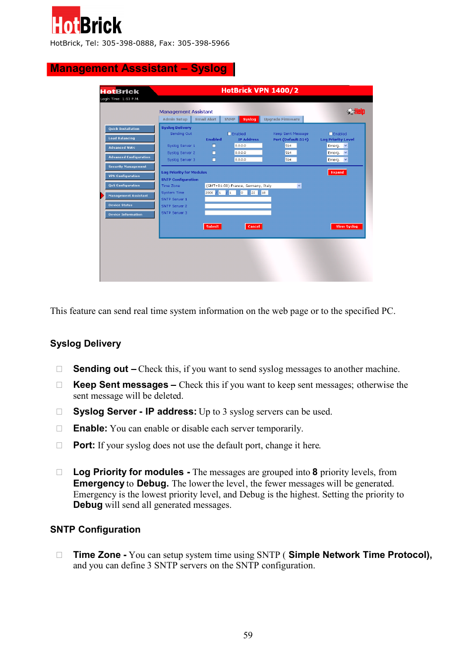 HotBrick Dual WAN Firewall VPN 1400/2 User Manual | Page 59 / 76