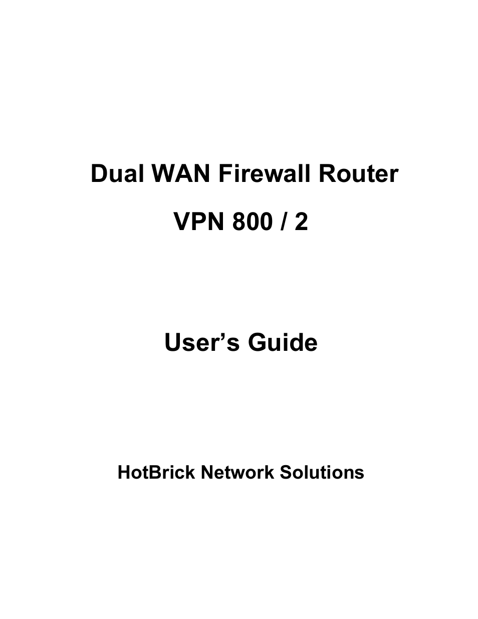 HotBrick VPN 800 User Manual | 89 pages