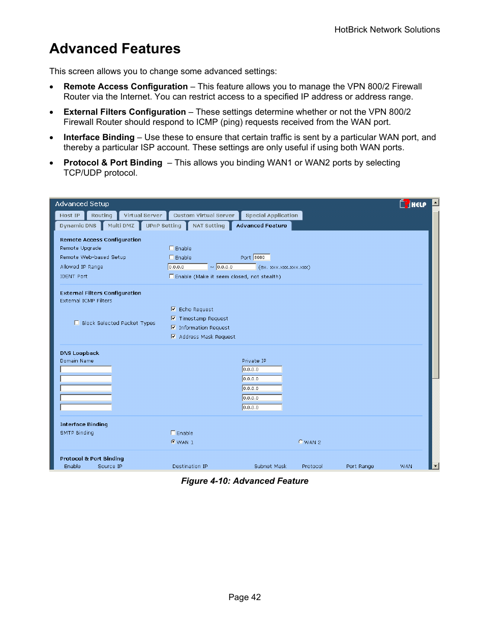 Advanced features | HotBrick VPN 800 User Manual | Page 46 / 89