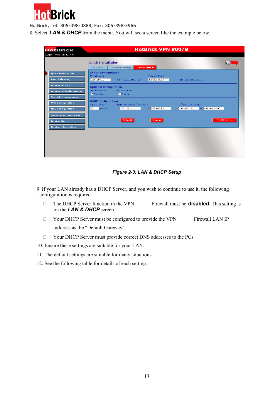 HotBrick VPN 800/8 F User Manual | Page 13 / 77