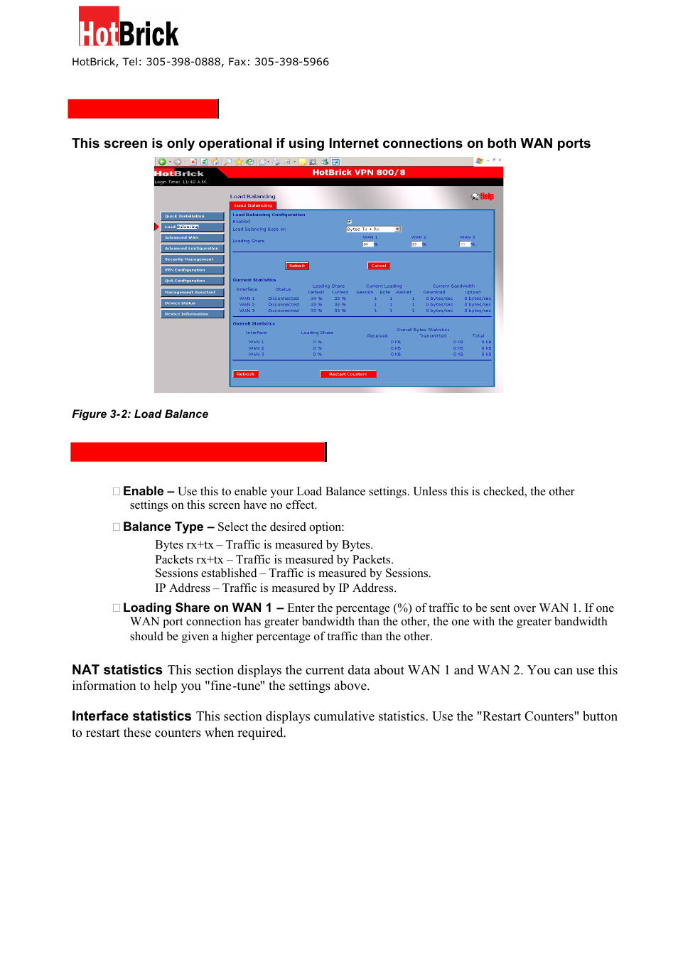3 : loadbalancing, Load balancing – load balancing | HotBrick VPN 800/8 F User Manual | Page 20 / 77
