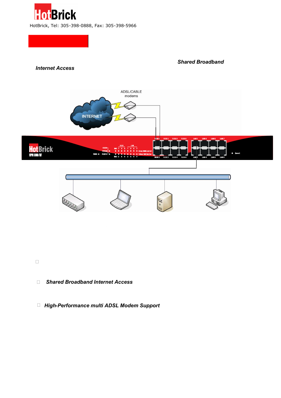 Intr oducti on, Internet featu res | HotBrick VPN 800/8 F User Manual | Page 4 / 77