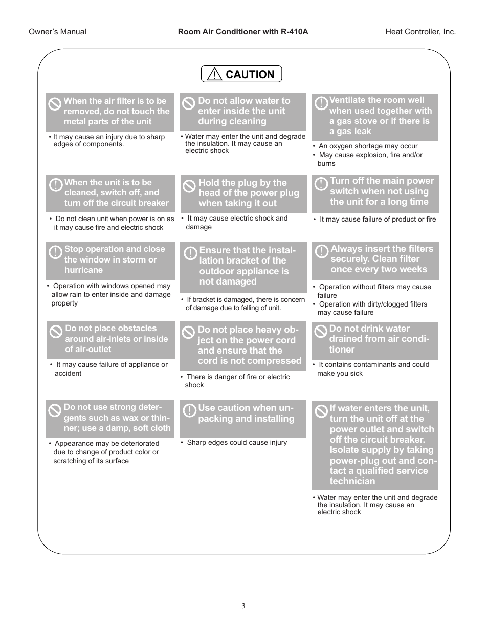 Caution | Heat Controller RAD-123H User Manual | Page 4 / 18