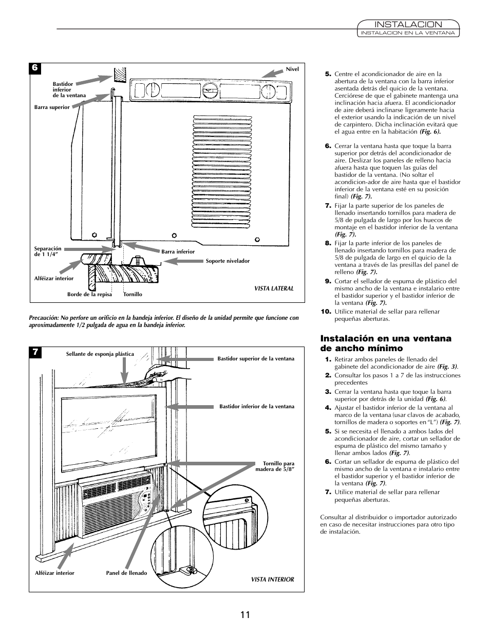 Instalación en una ventana de ancho mínimo | Heat Controller Comfort Air User Manual | Page 11 / 24
