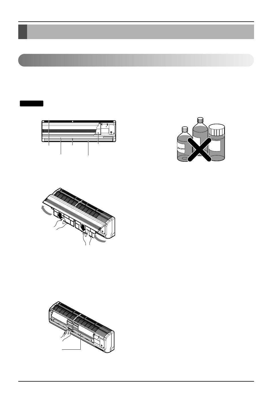 Maintenance and service, Indoor unit, 22 room air conditioner | Grille, case, and remote control, Air filters, Triple deodorizer filter | Heat Controller DMC36TB-1 User Manual | Page 22 / 25