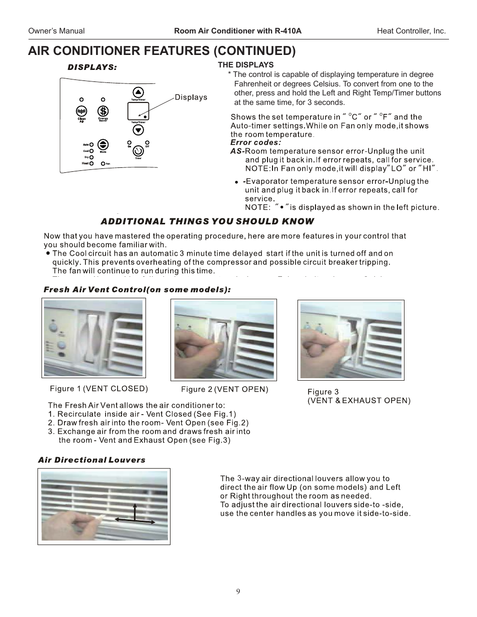 Air conditioner features (continued) | Heat Controller REG-253H User Manual | Page 10 / 22