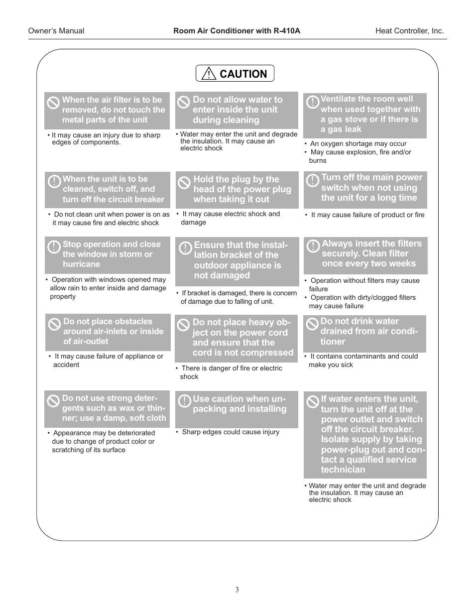 Caution | Heat Controller REG-253H User Manual | Page 4 / 22