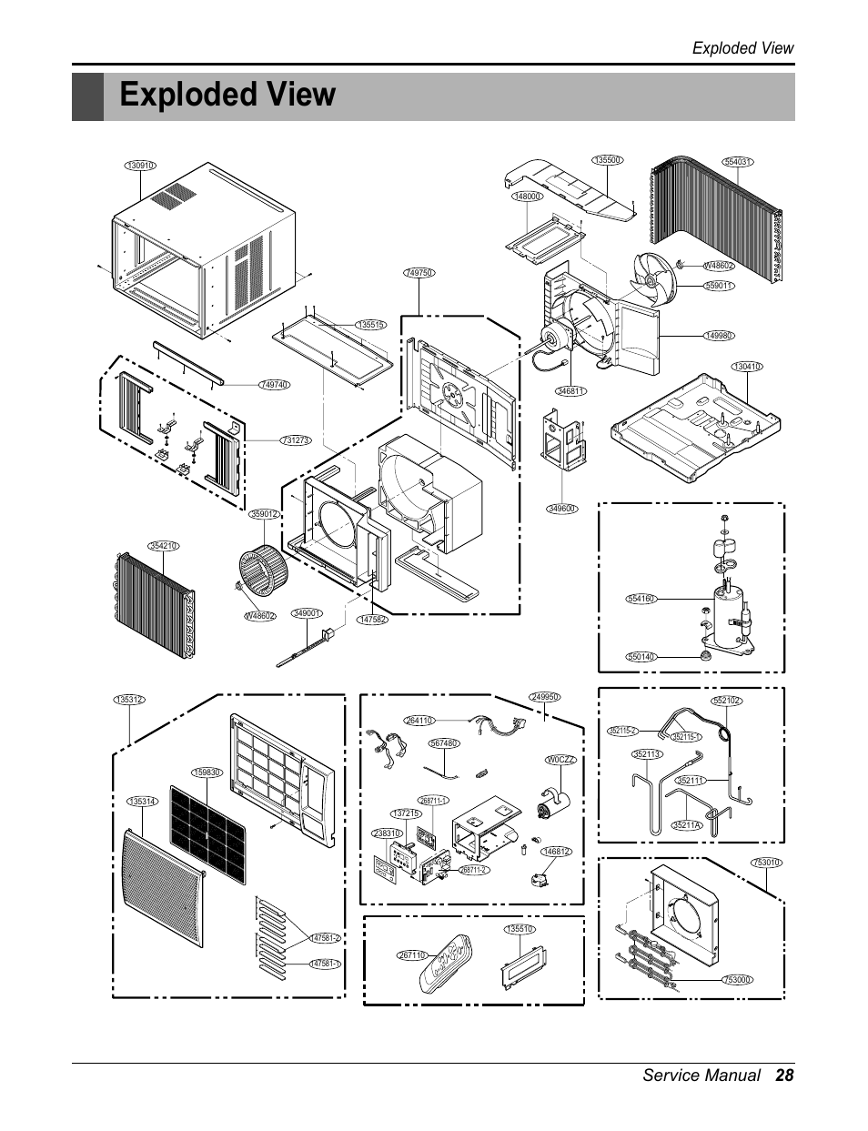 Exploded view, Service manual 28 exploded view | Heat Controller COMFORT-CINE REG-243A User Manual | Page 27 / 30