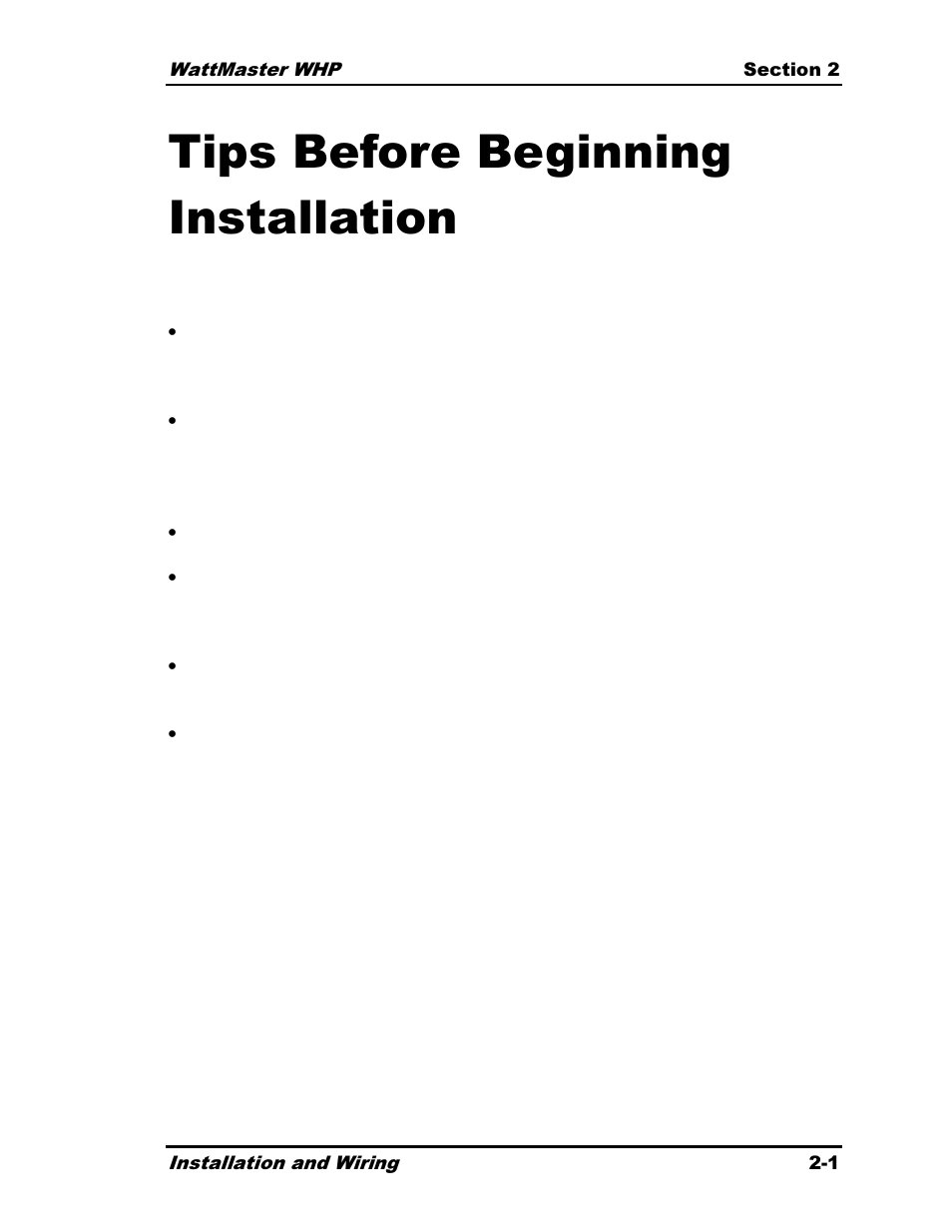 Tips before beginning installation | Heat Controller Water Source Heat Pump User Manual | Page 25 / 126