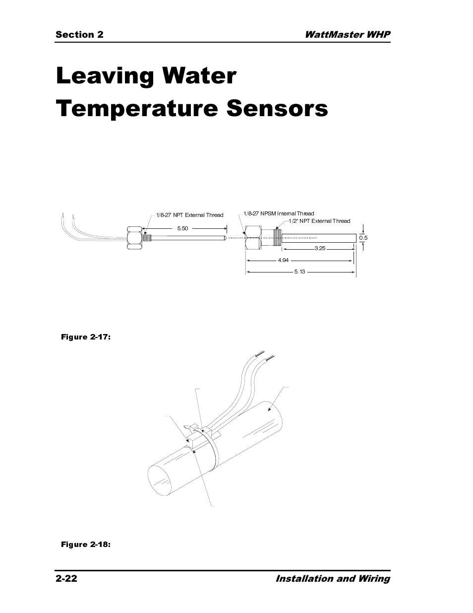 Leaving water temperature sensors | Heat Controller Water Source Heat Pump User Manual | Page 46 / 126