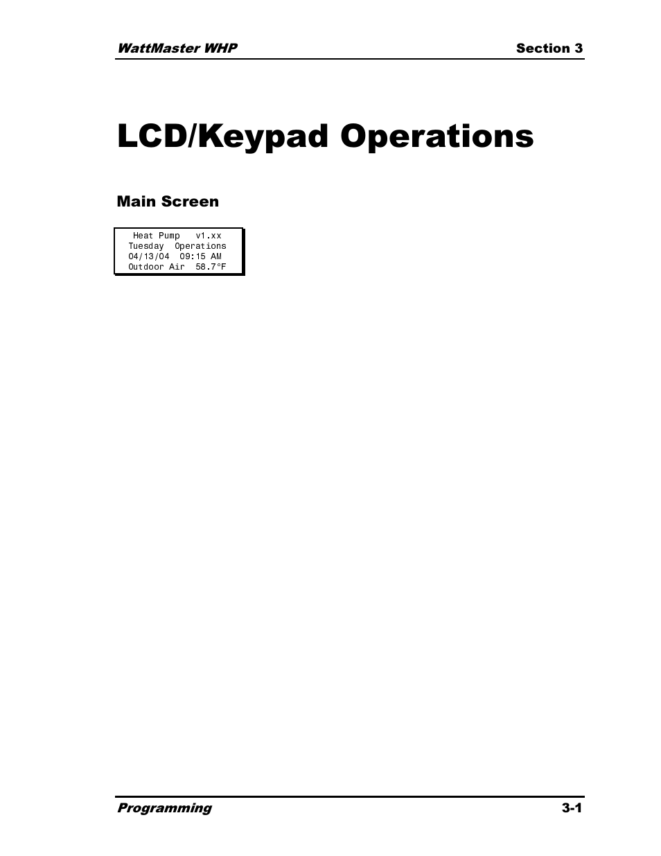 Lcd/keypad operations | Heat Controller Water Source Heat Pump User Manual | Page 49 / 126