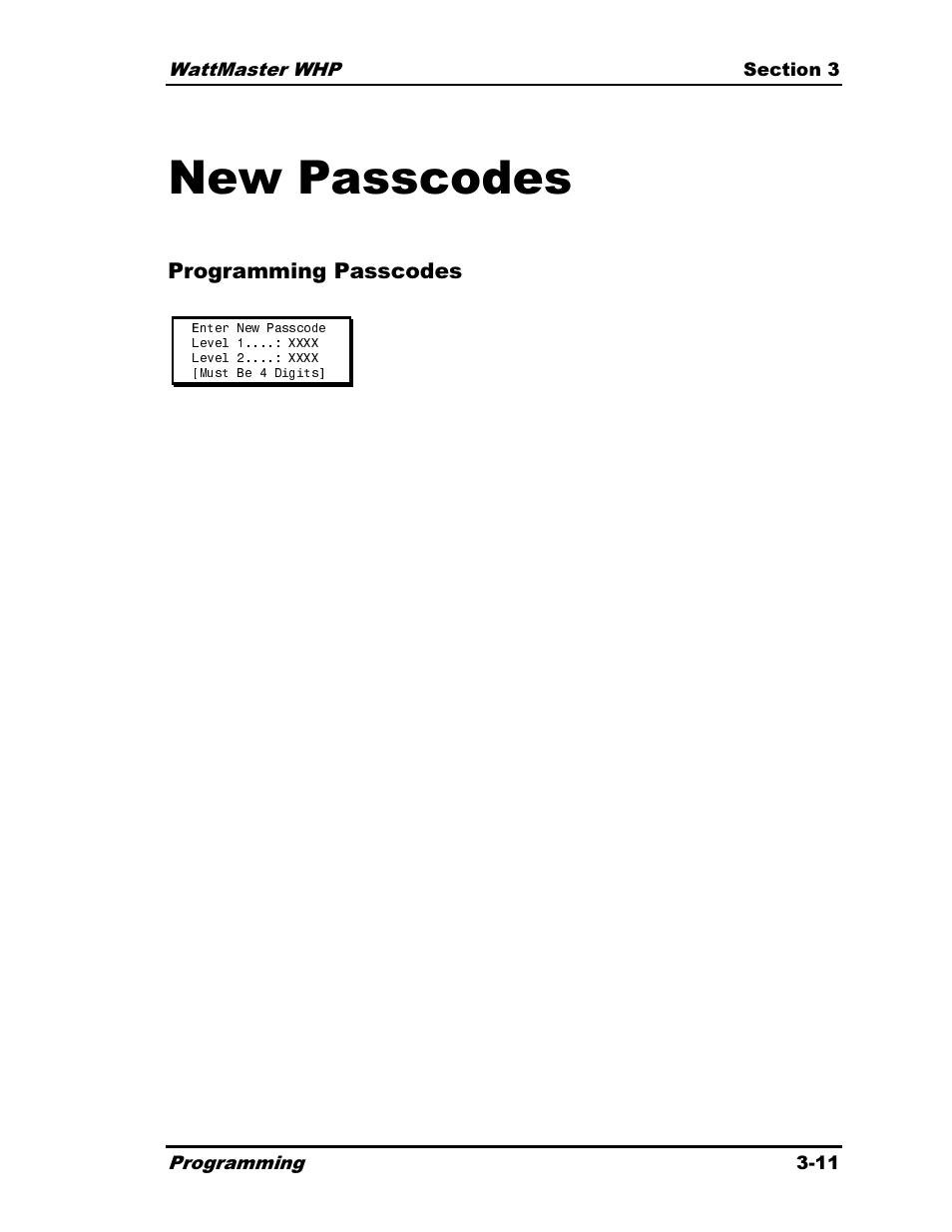 New passcodes | Heat Controller Water Source Heat Pump User Manual | Page 59 / 126