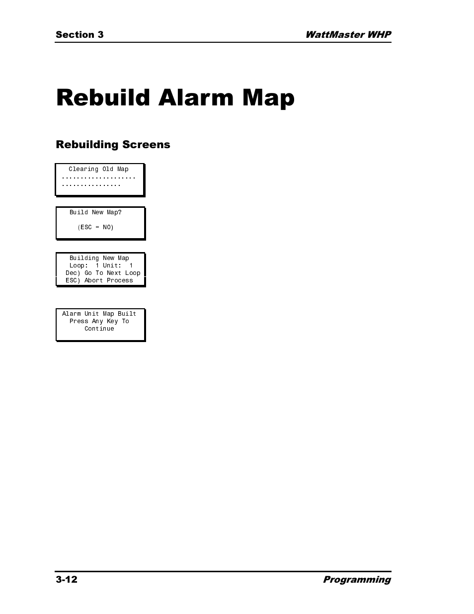 Rebuild alarm map, Rebuilding screens | Heat Controller Water Source Heat Pump User Manual | Page 60 / 126