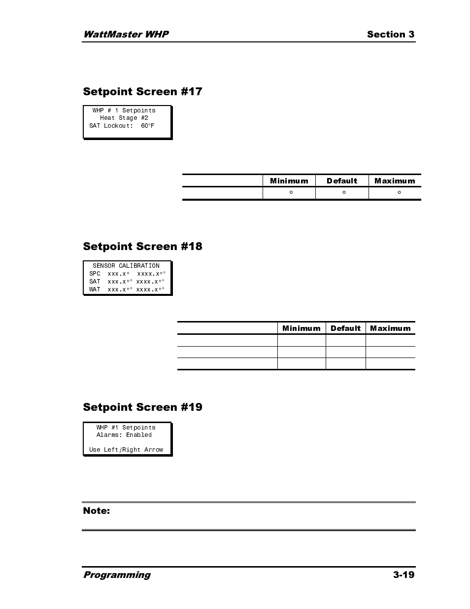 Minimum default maximum | Heat Controller Water Source Heat Pump User Manual | Page 67 / 126