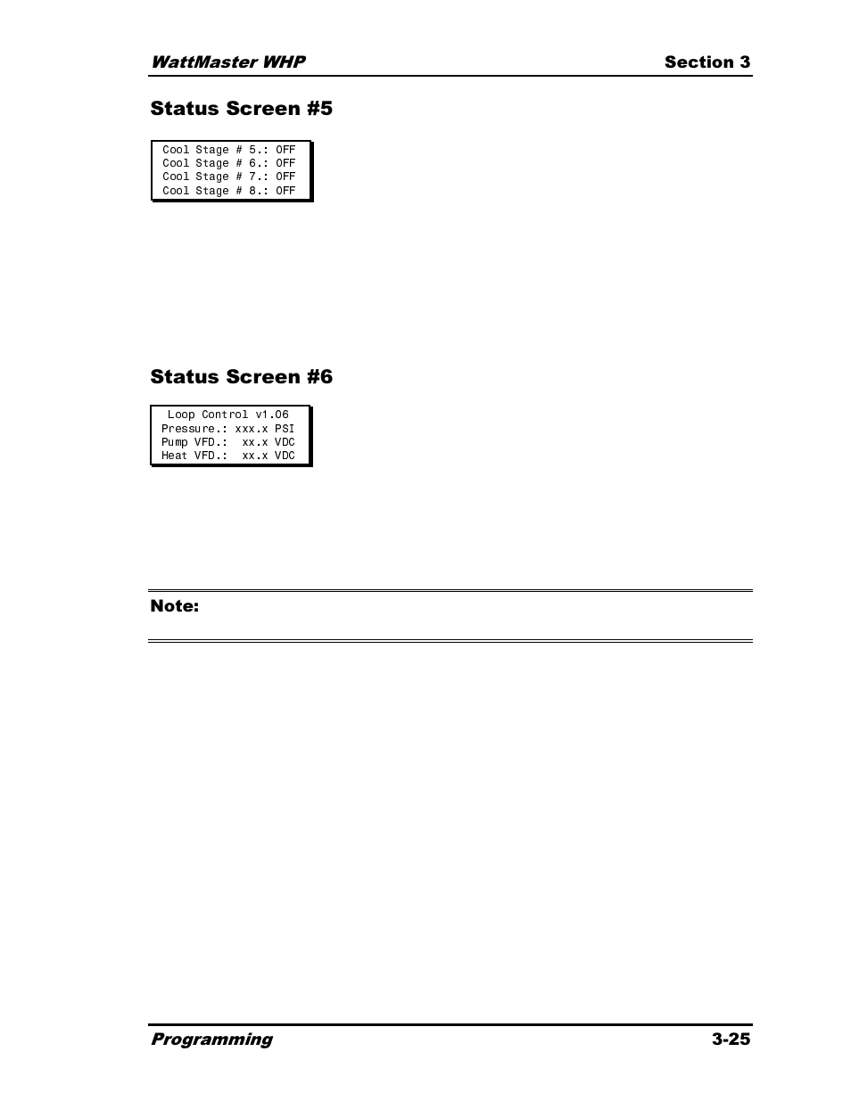 Status screen #5 status screen #6 | Heat Controller Water Source Heat Pump User Manual | Page 73 / 126