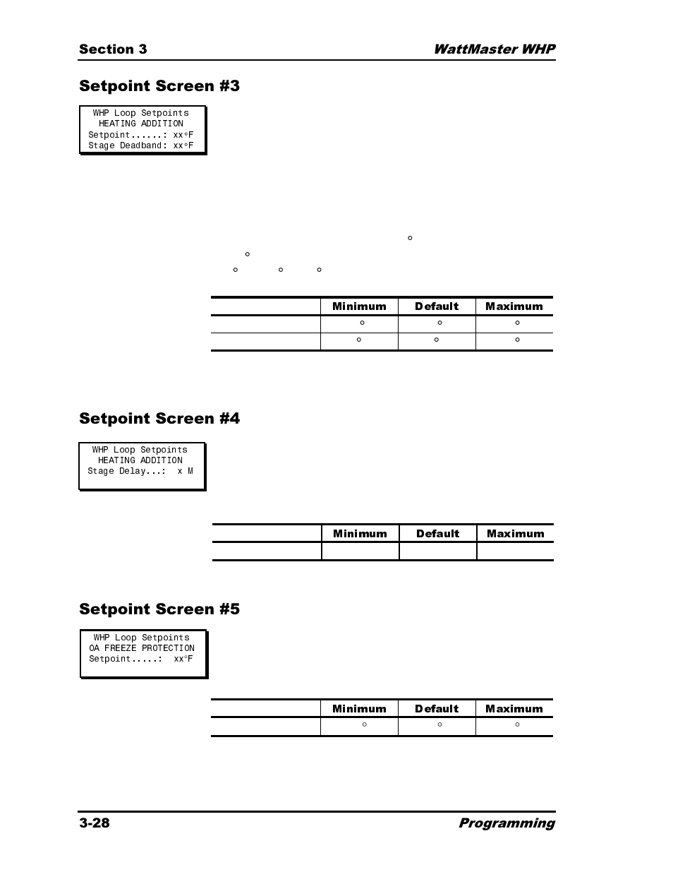 Minimum default maximum | Heat Controller Water Source Heat Pump User Manual | Page 76 / 126