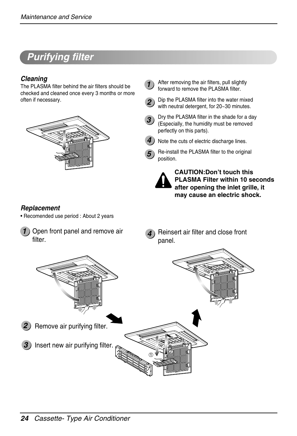 Purifying filter | Heat Controller DMC36CA-1 User Manual | Page 24 / 27
