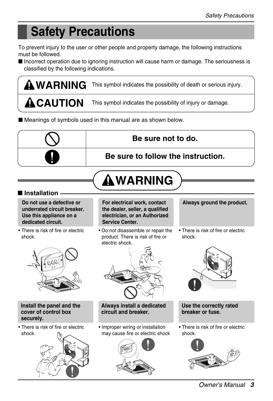 Safety precautions, Warning, Warning caution | Heat Controller DMC36CA-1 User Manual | Page 3 / 27