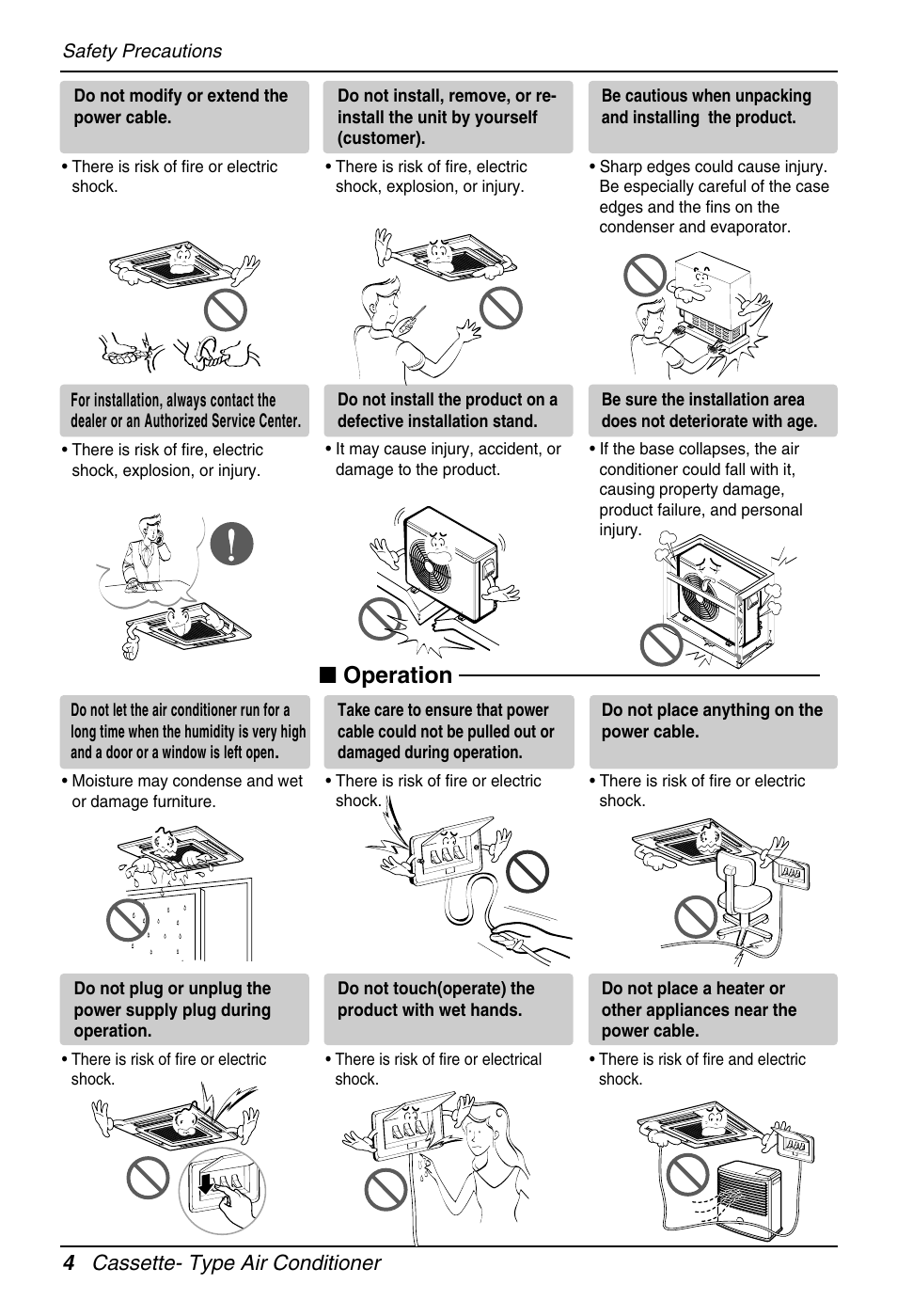 Operation, 4 cassette- type air conditioner | Heat Controller DMC36CA-1 User Manual | Page 4 / 27