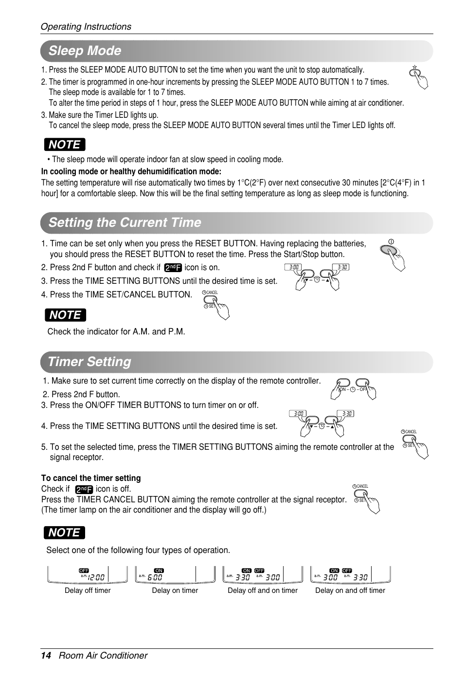 Sleep mode setting the current time timer setting | Heat Controller VMH30SB-1 User Manual | Page 15 / 19