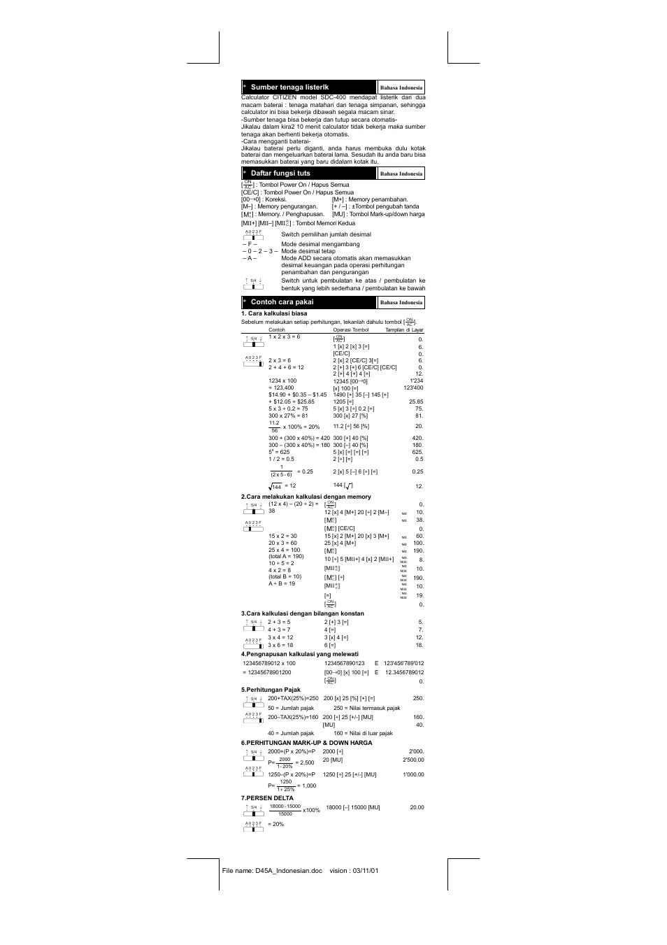 CITIZEN SDC-400BII User Manual | Page 13 / 15