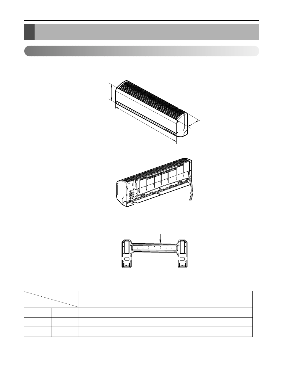 Dimensions, Indoor unit, Split type indoor | Heat Controller DMH24DB-1 User Manual | Page 10 / 35