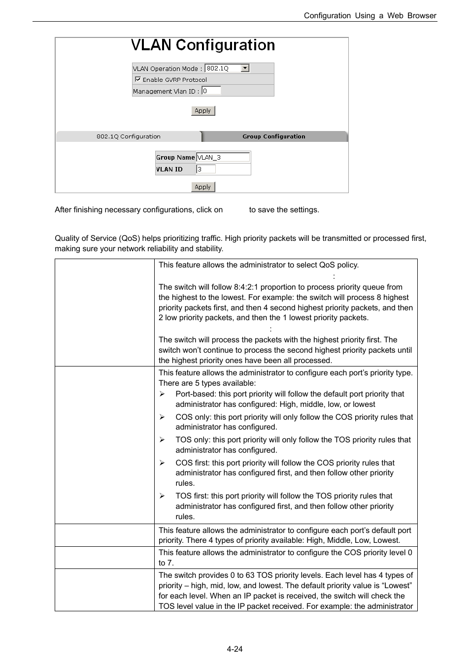 Qos configuration | Husky HME-423E User Manual | Page 40 / 77