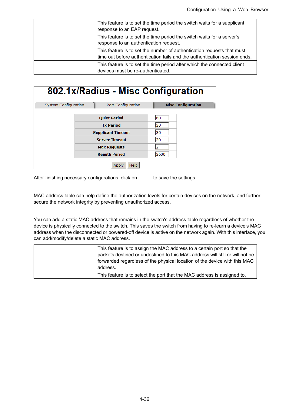 Mac address table | Husky HME-423E User Manual | Page 52 / 77