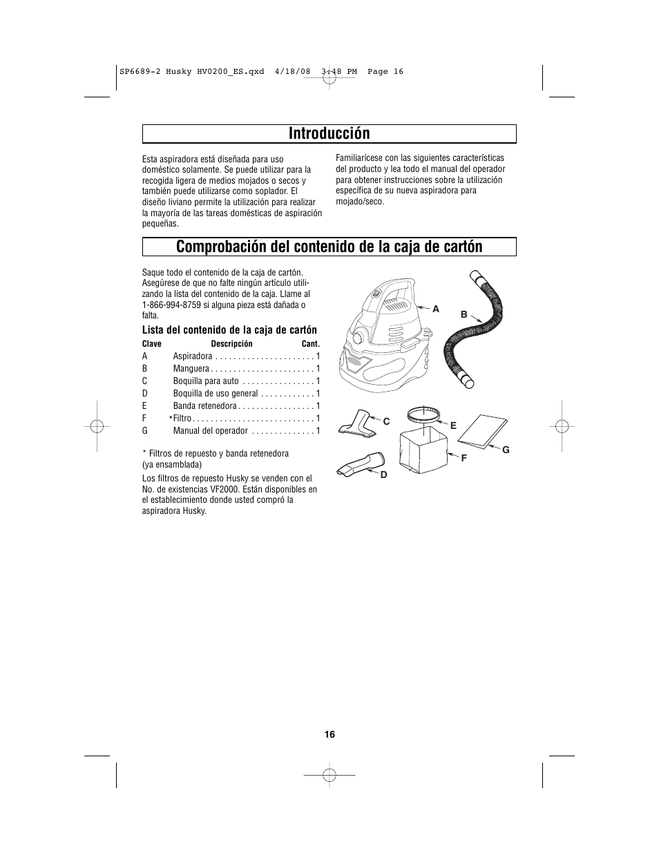 Husky HV02000 User Manual | Page 16 / 24