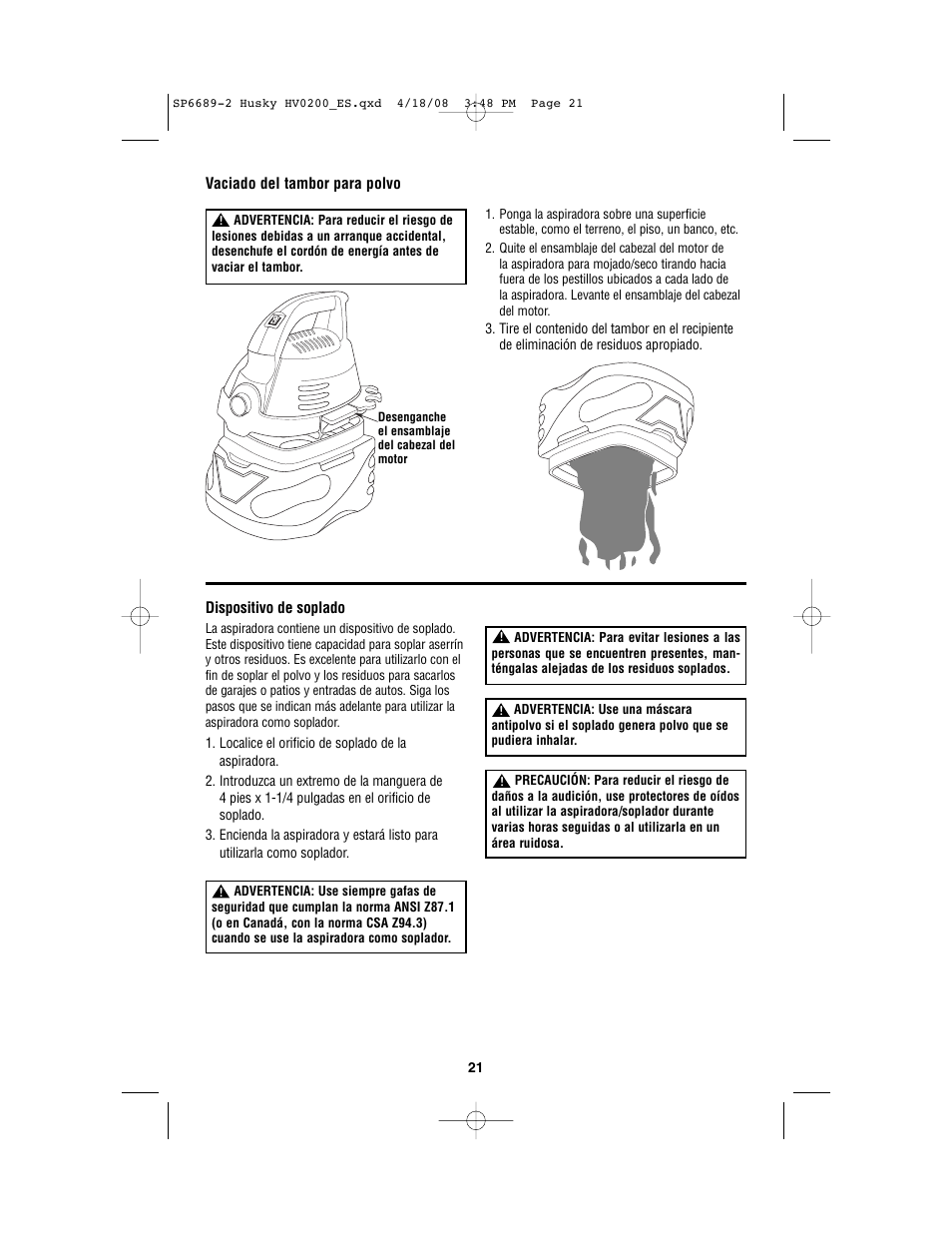 Husky HV02000 User Manual | Page 21 / 24