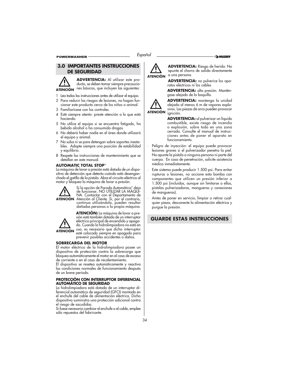 Husky HD1500 User Manual | Page 34 / 68