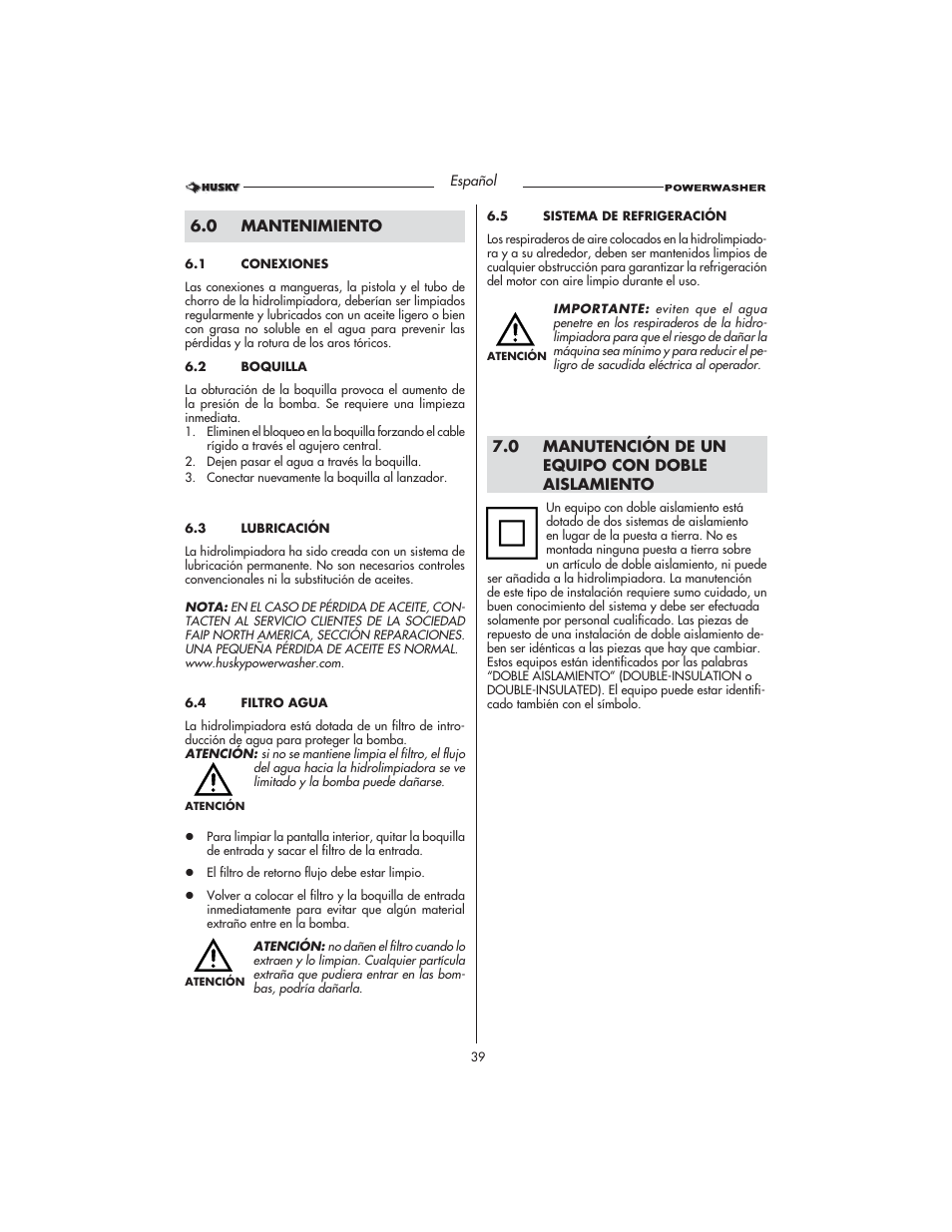 Husky HD1500 User Manual | Page 39 / 68