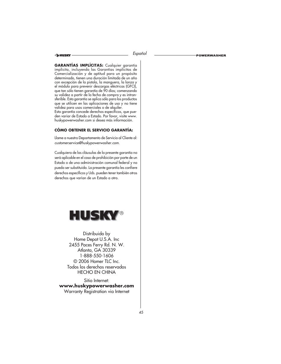 Husky HD1500 User Manual | Page 45 / 68