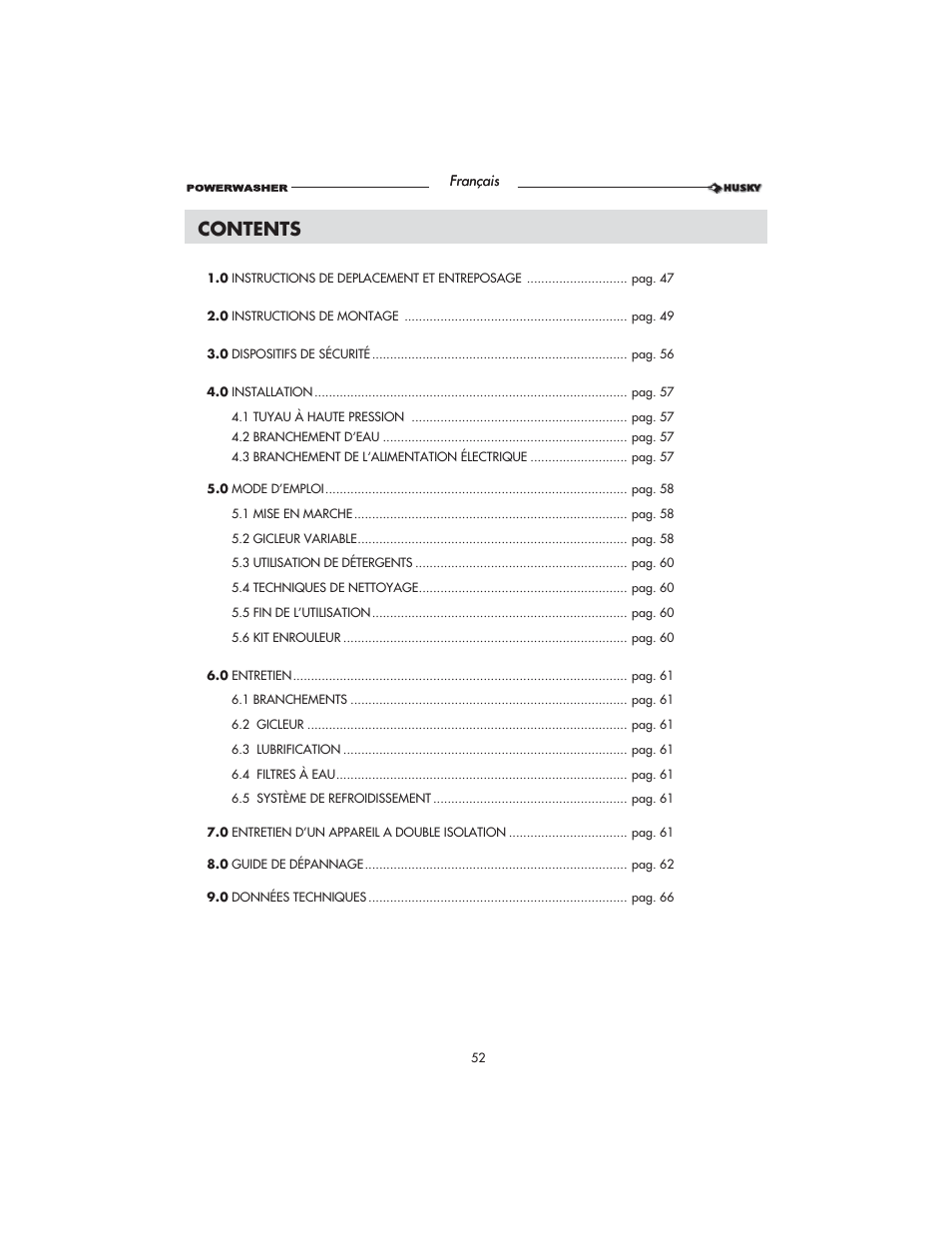 Husky HD1500 User Manual | Page 52 / 68