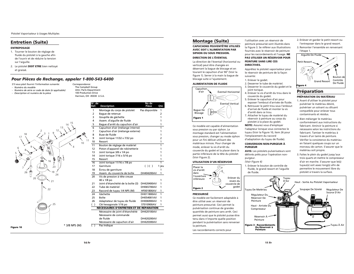 Entretien (suite), Préparation, Montage (suite) | Husky HDS420 User Manual | Page 14 / 24