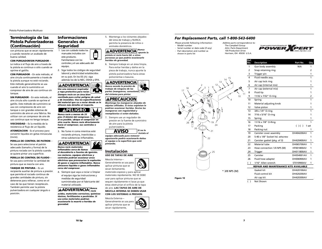Aviso, Peligro, Precaucion | Instalación, Advertencia, Informaciones generales de seguridad | Husky HDS420 User Manual | Page 18 / 24